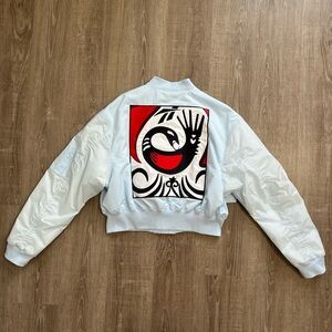 NWOT Sample Reebok By Pyer Moss Collection Short Bomber Jacket Blue Size Medium